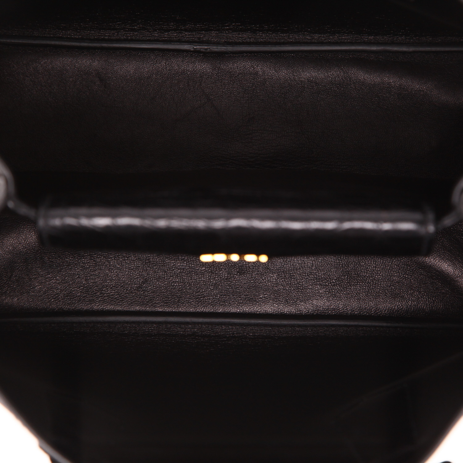 Sac à main Prada  Double en cuir saffiano noir - Detail D3