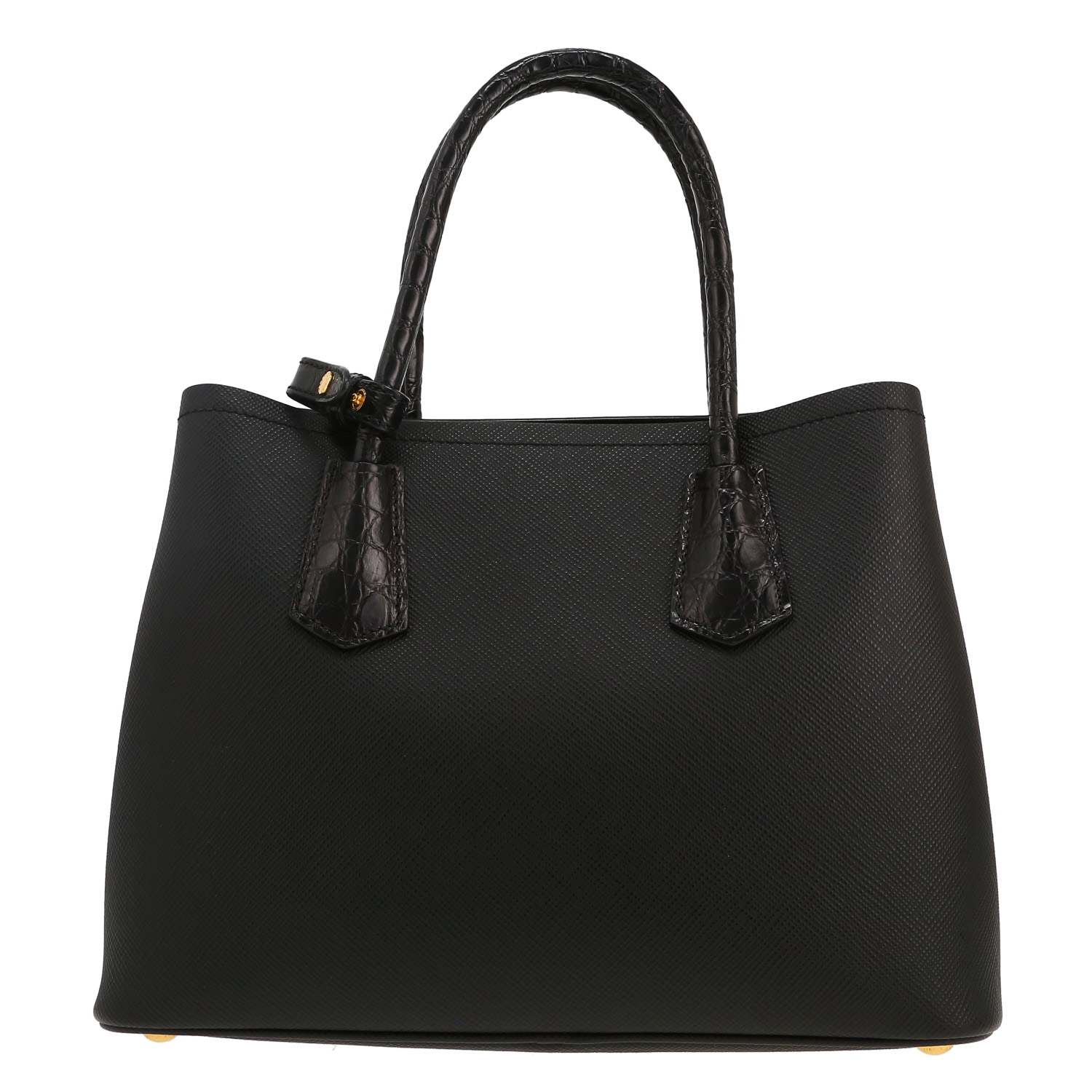 Bolso de mano Prada  Double en cuero saffiano negro - Detail D4