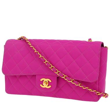 Borsa a tracolla Chanel  Timeless Classic in tela trapuntata rosa fucsia