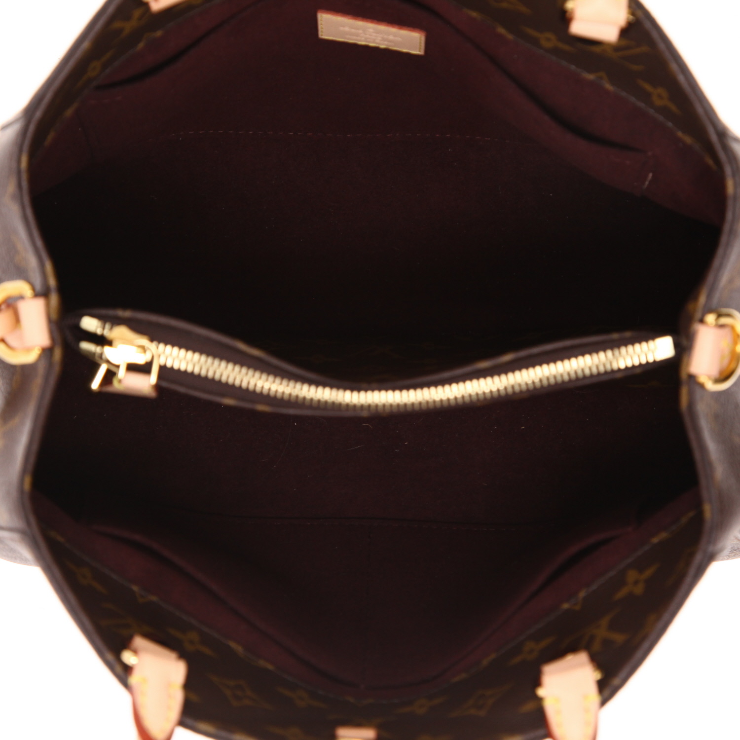 Borsa Louis Vuitton  Montaigne modello medio  in tela monogram marrone e pelle naturale - Detail D3