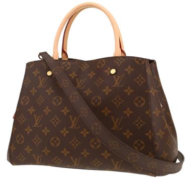 Borsa Louis Vuitton  Montaigne modello medio  in tela monogram marrone e pelle naturale