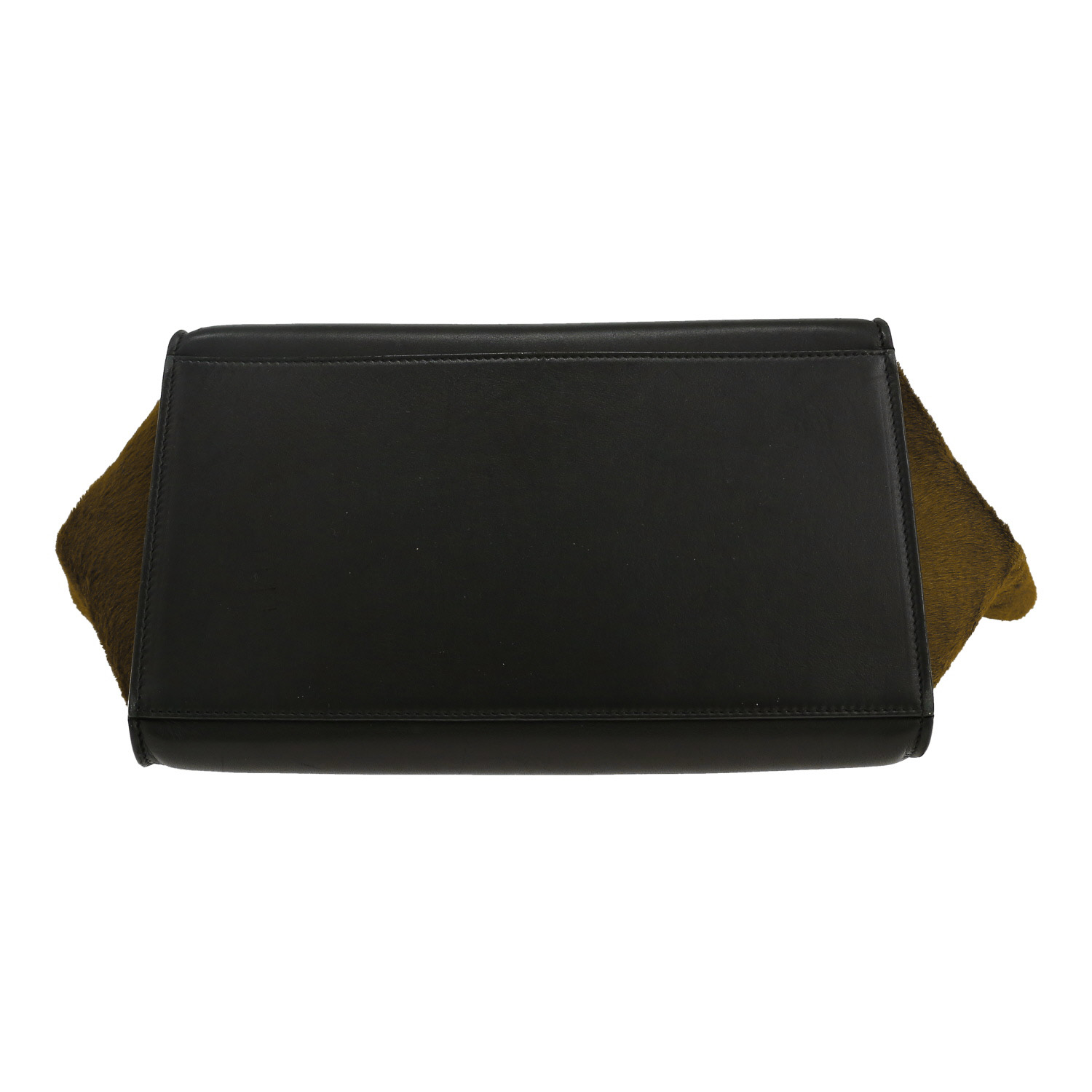 Bolso de mano Celine  Trapeze modelo mediano  en piel de potro negra y caqui y cuero negro - Detail D1