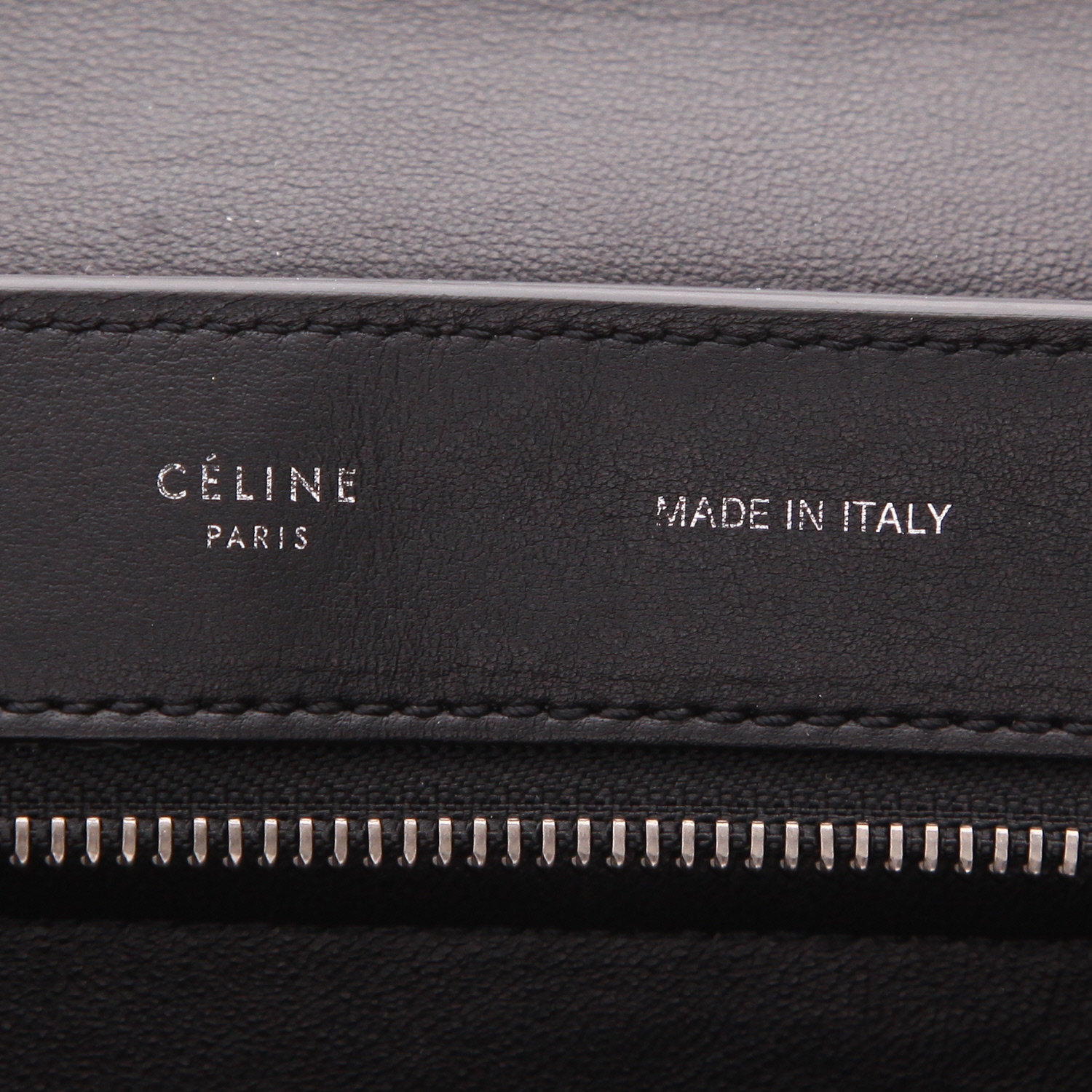 Celine  Trapeze medium model  handbag  in black and khaki foal  and black leather - Detail D2