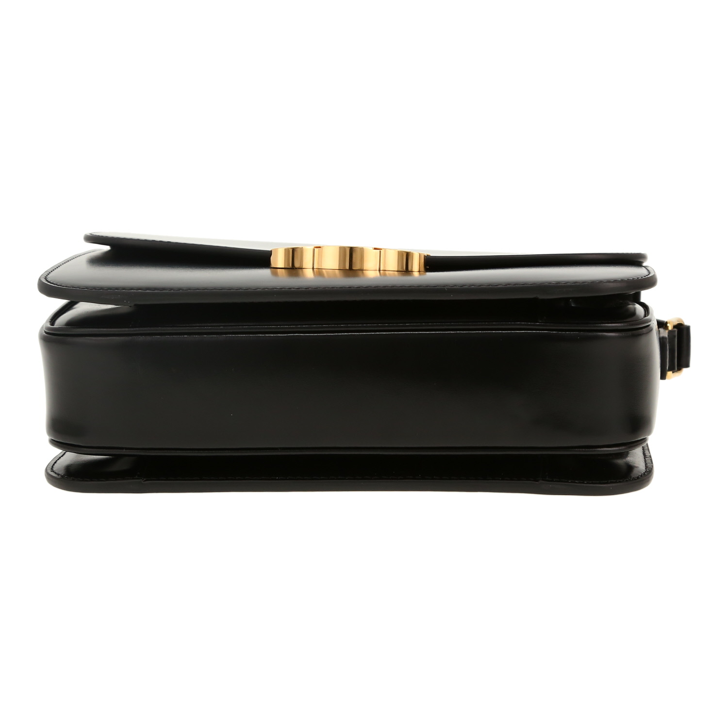 Celine Triomphe shoulder bag in black smooth leather - Detail D1