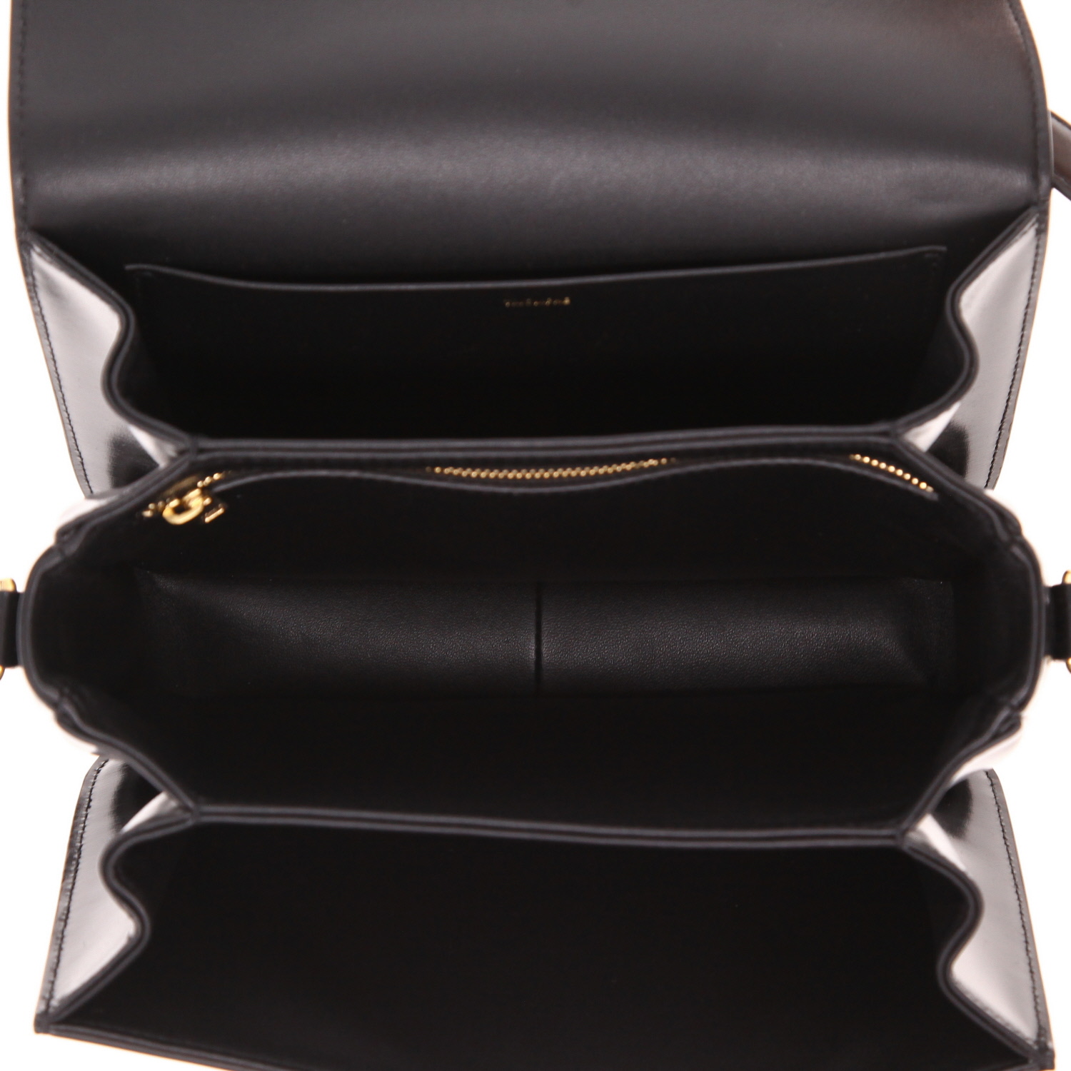 Celine Triomphe shoulder bag in black smooth leather - Detail D3