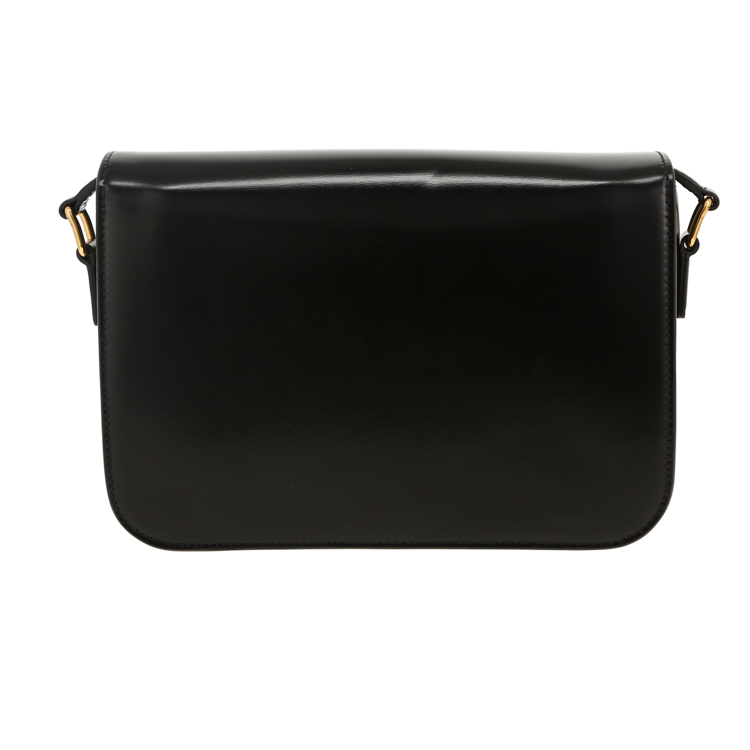 Celine Triomphe shoulder bag in black smooth leather - Detail D4