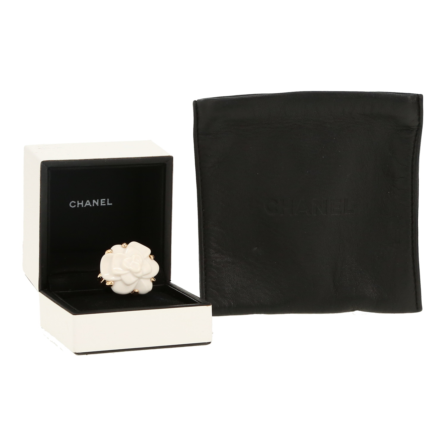 Bague Chanel  moyen modèle en or jaune et agate - Detail D2