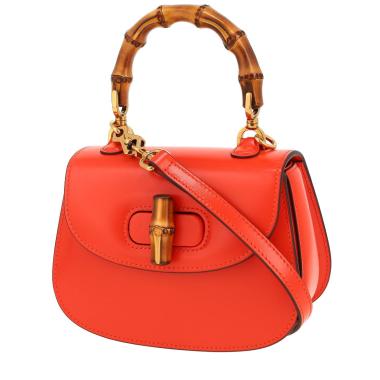Bolso bandolera Gucci  Bamboo modelo pequeño  en cuero naranja y bambú