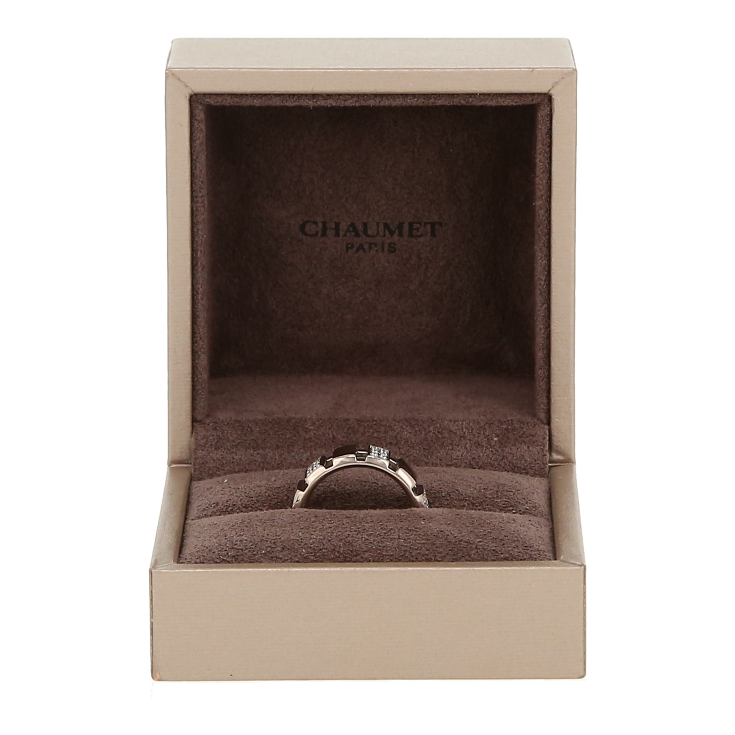 Chaumet Class One ring in white gold, diamonds and rubber - Detail D2