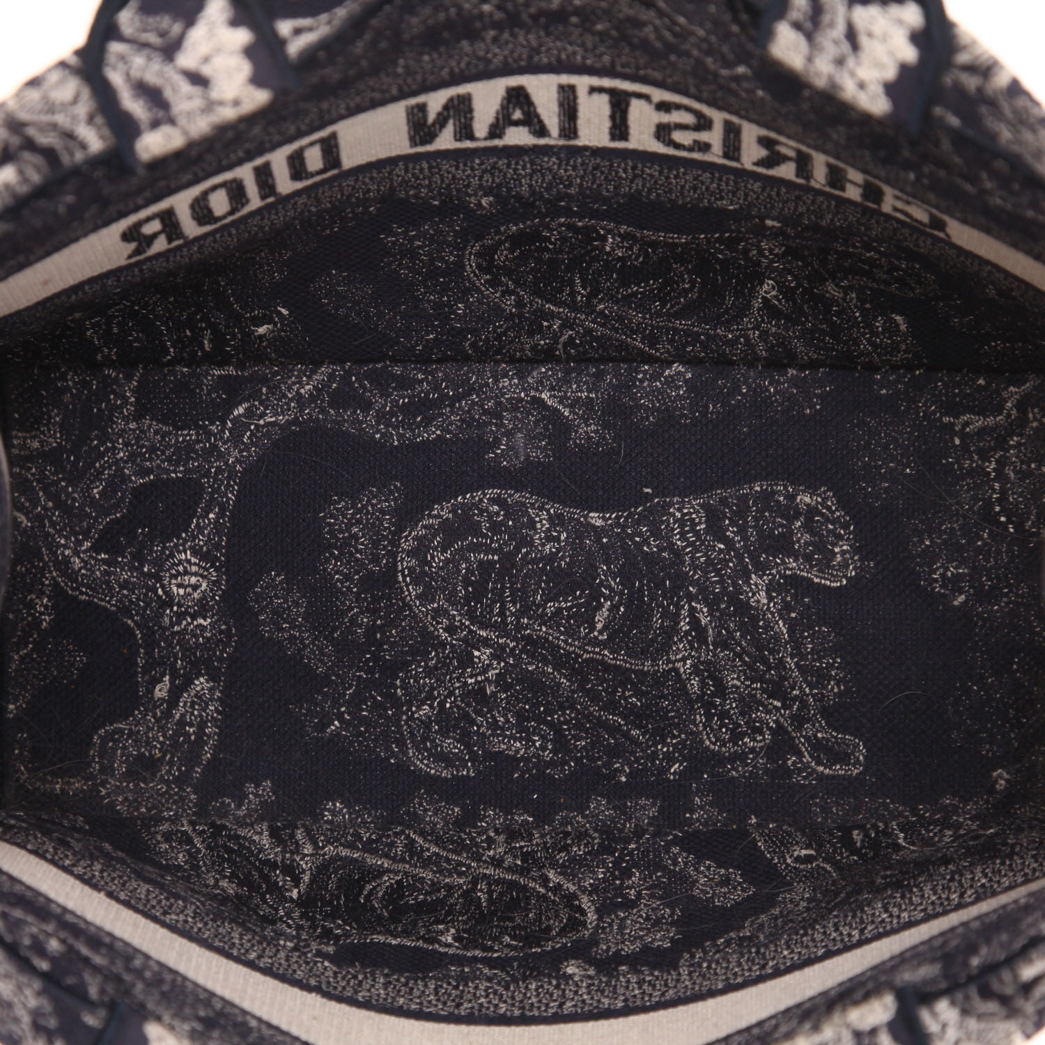 Sac cabas Dior  Book Tote moyen modèle  en toile bleue et beige - Detail D3