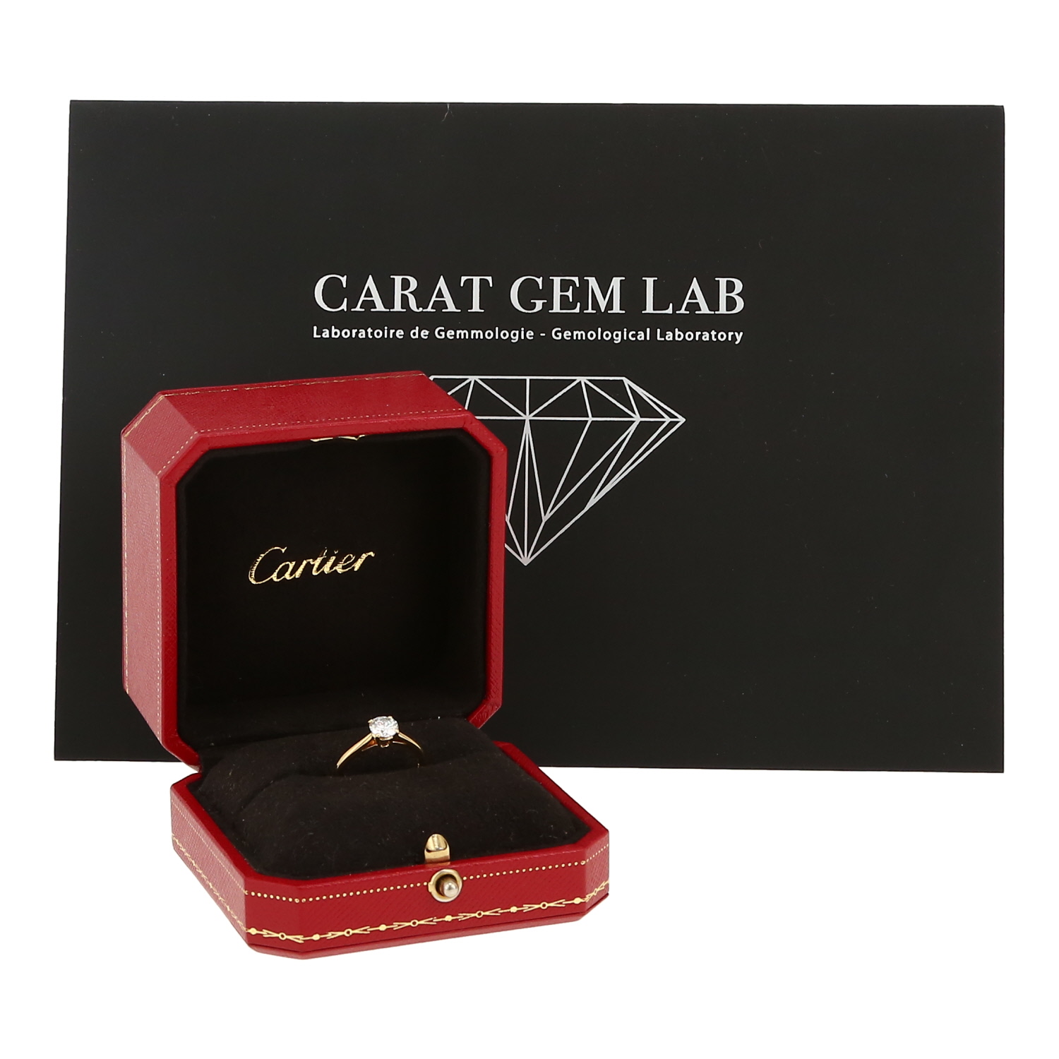 Anello solitario Cartier  in oro giallo e diamante - Detail D2