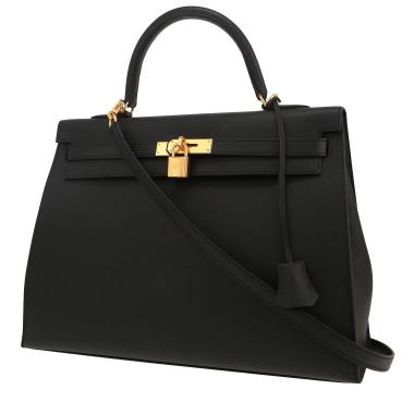 Bolso de mano Hermès  Kelly 35 cm en cuero epsom negro