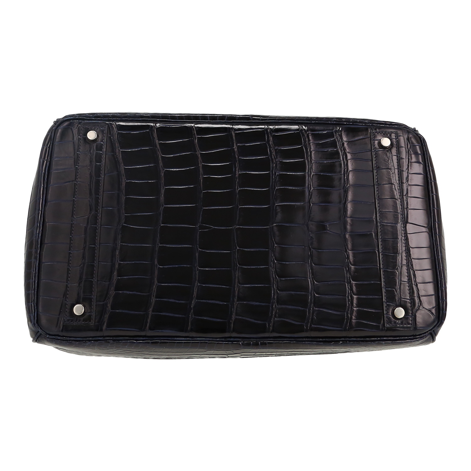 Hermès  Haut à Courroies travel bag  in blue porosus crocodile - Detail D1