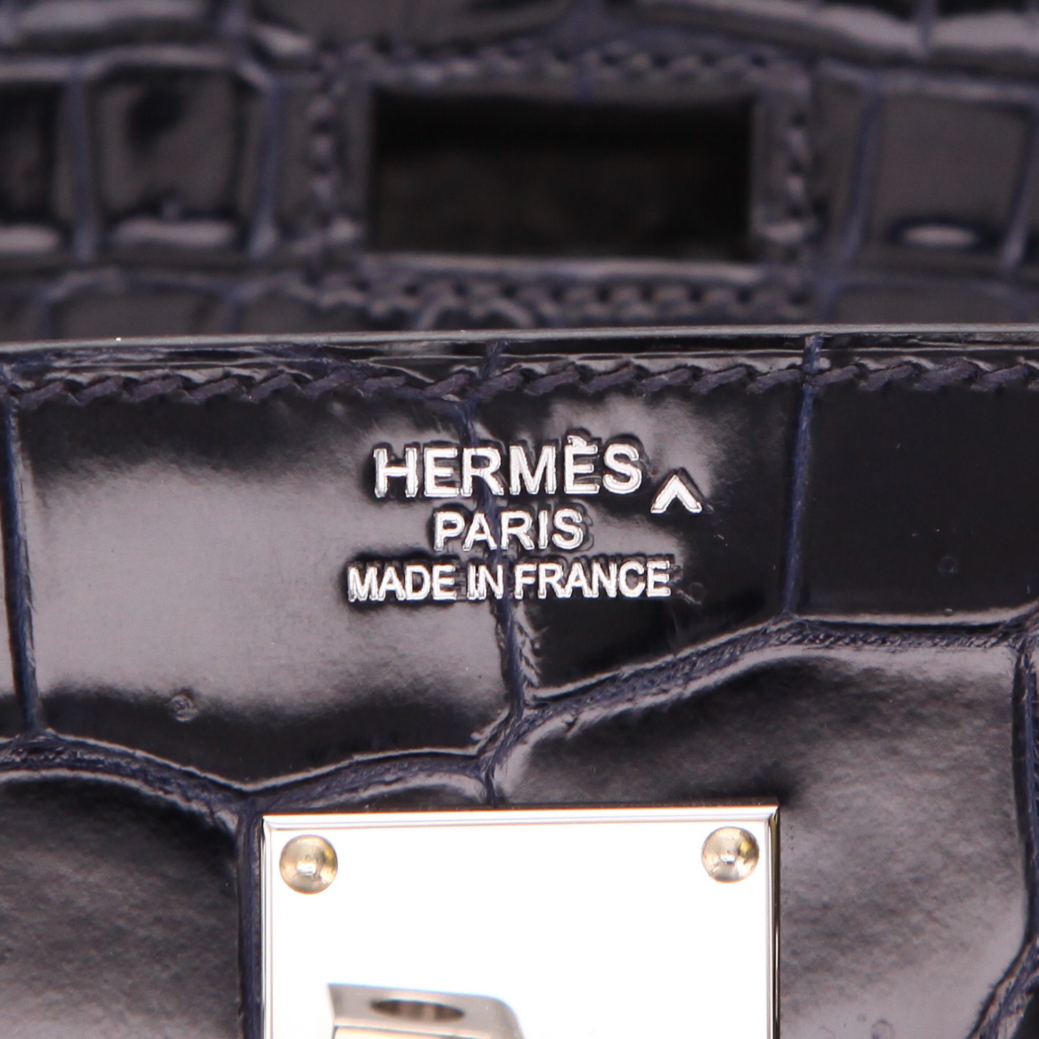 Hermès  Haut à Courroies travel bag  in blue porosus crocodile - Detail D2