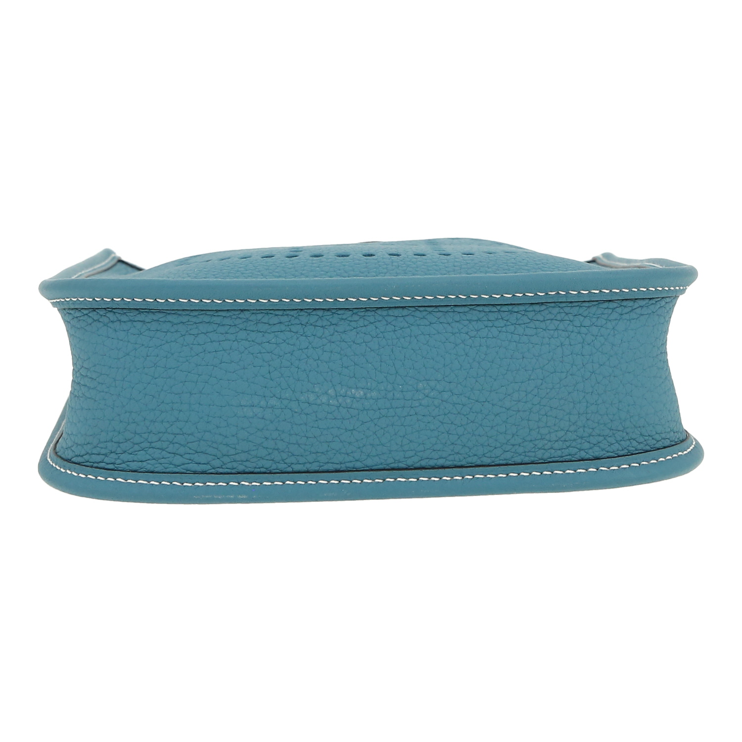 Hermès Mini Evelyne shoulder bag in blue jean leather taurillon clémence - Detail D1