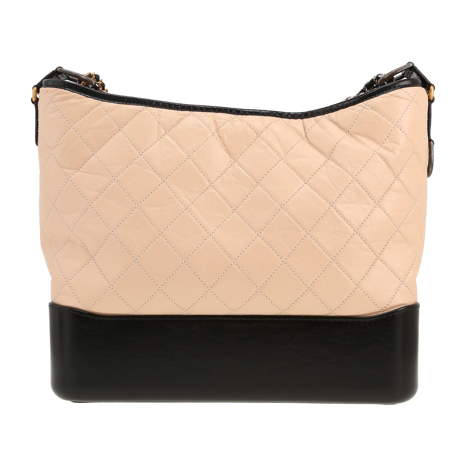 Bolso bandolera Chanel  Gabrielle  grande  en cuero beige y negro - Detail D4