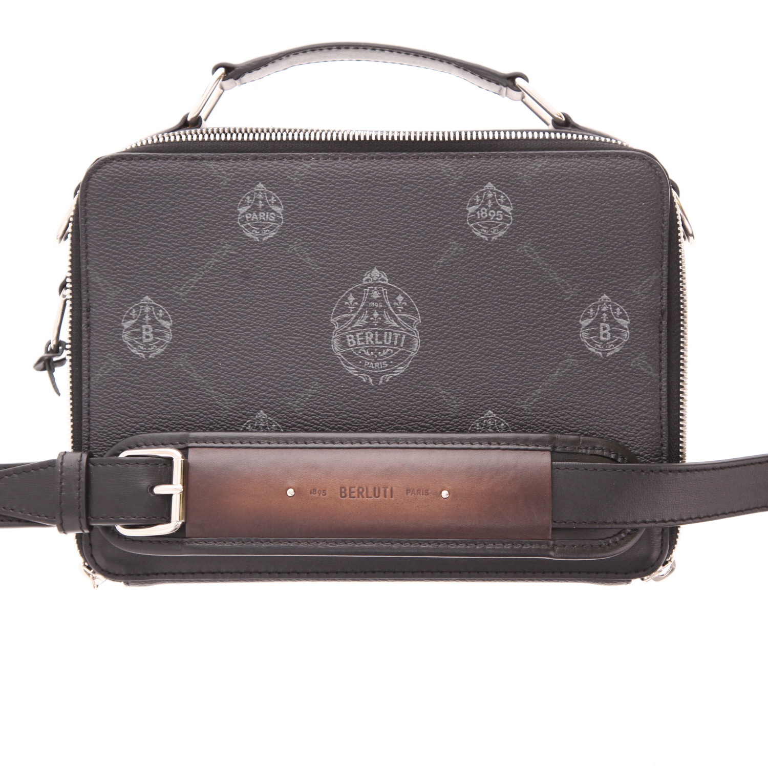 Berluti shoulder bag in black leather - Detail D5