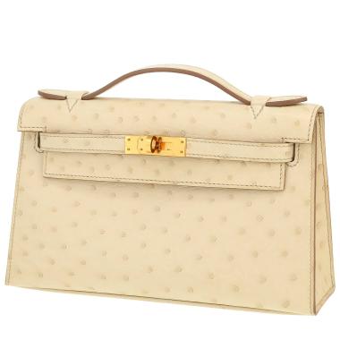 Pochette Hermès  Kelly - Clutch en autruche Nata Boreal