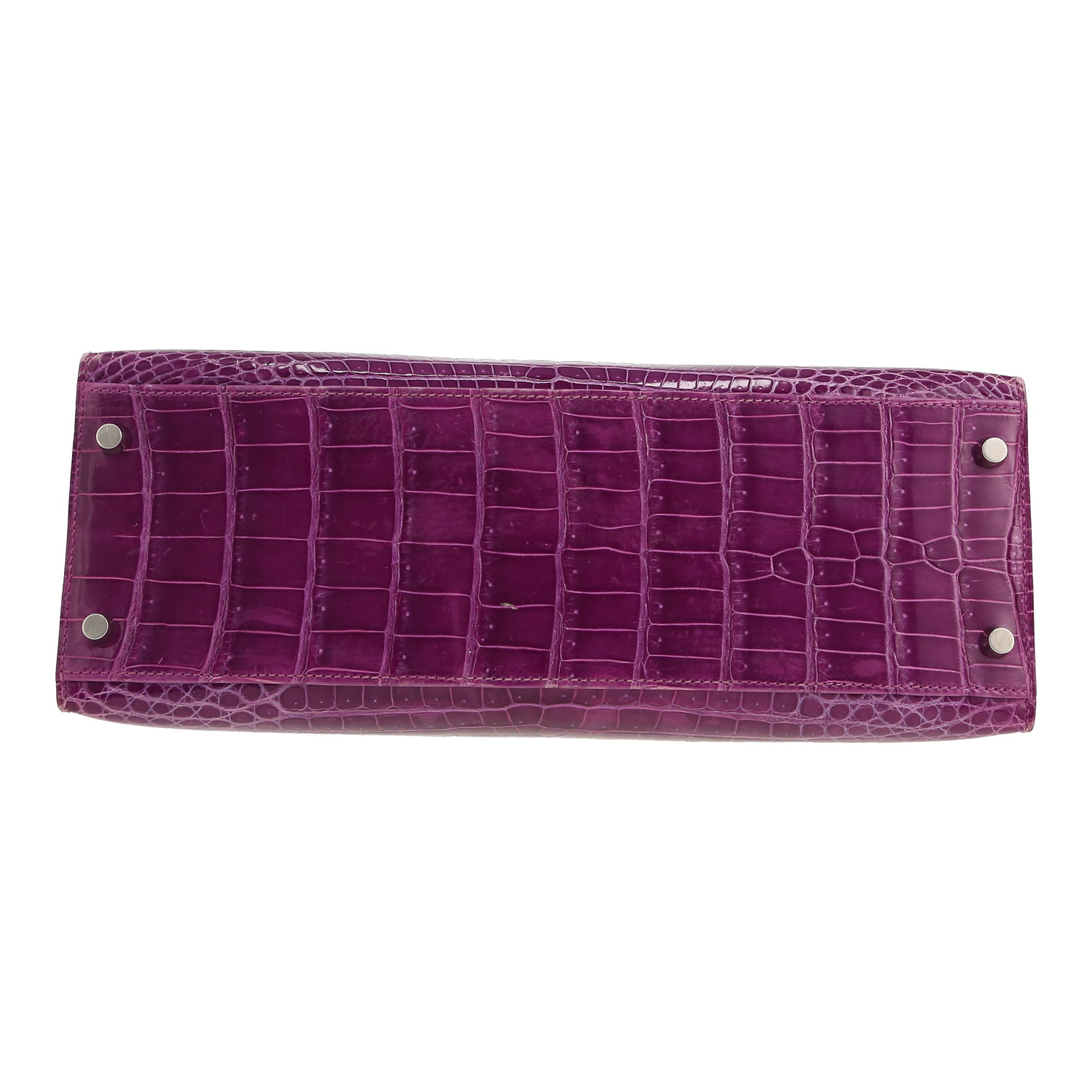 Hermès  Kelly 32 cm handbag  in purple Amethyst porosus crocodile - Detail D1