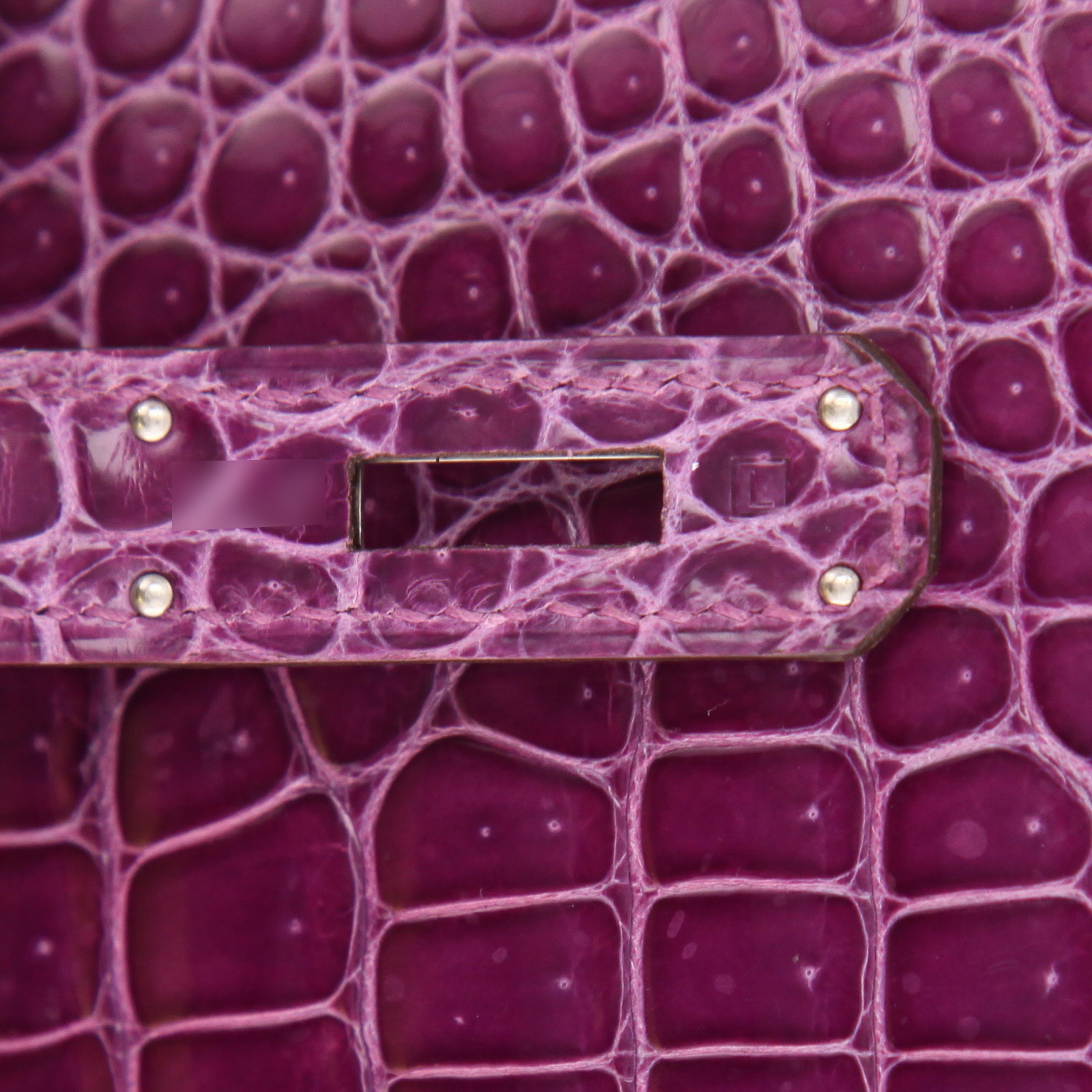 Hermès  Kelly 32 cm handbag  in purple Amethyst porosus crocodile - Detail D4