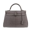 Hermès  Kelly 32 cm handbag  in grey alligator - 360 thumbnail