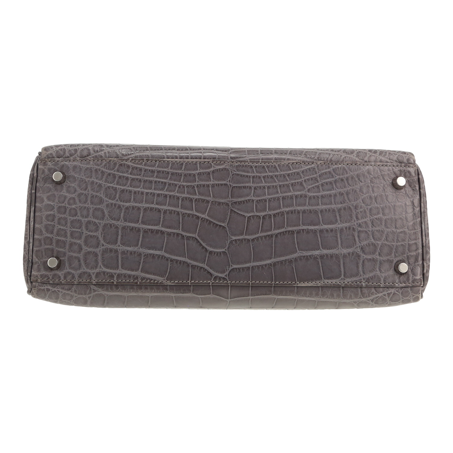 Hermès  Kelly 32 cm handbag  in Paris grey alligator - Detail D1