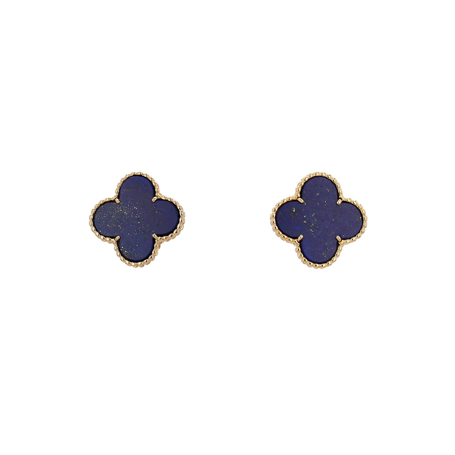 Paire de clips d'oreilles Van Cleef 
Arpels Alhambra en or jaune et lapis-lazuli