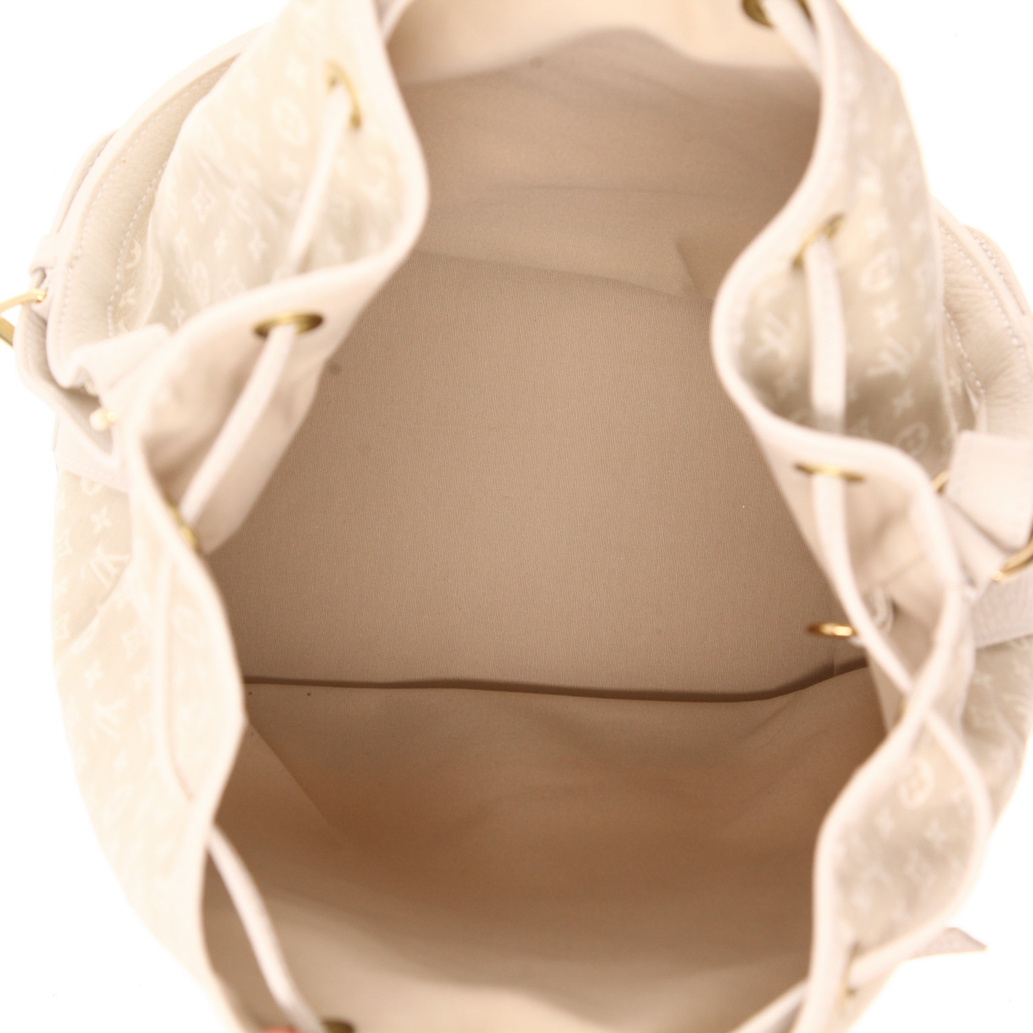 Louis Vuitton  Noé handbag  in white monogram canvas  and white leather - Detail D3