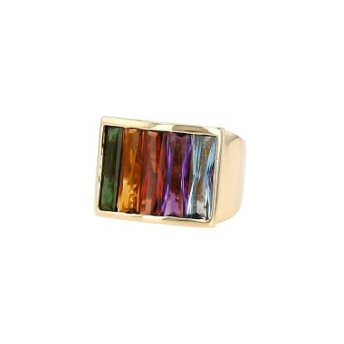 H. Stern Rainbow ring in yellow gold and colored stones