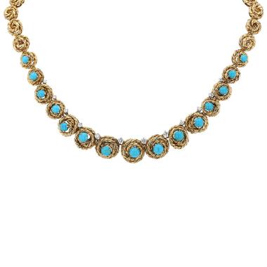 Collier Van Cleef 
Arpels  en or jaune et turquoises