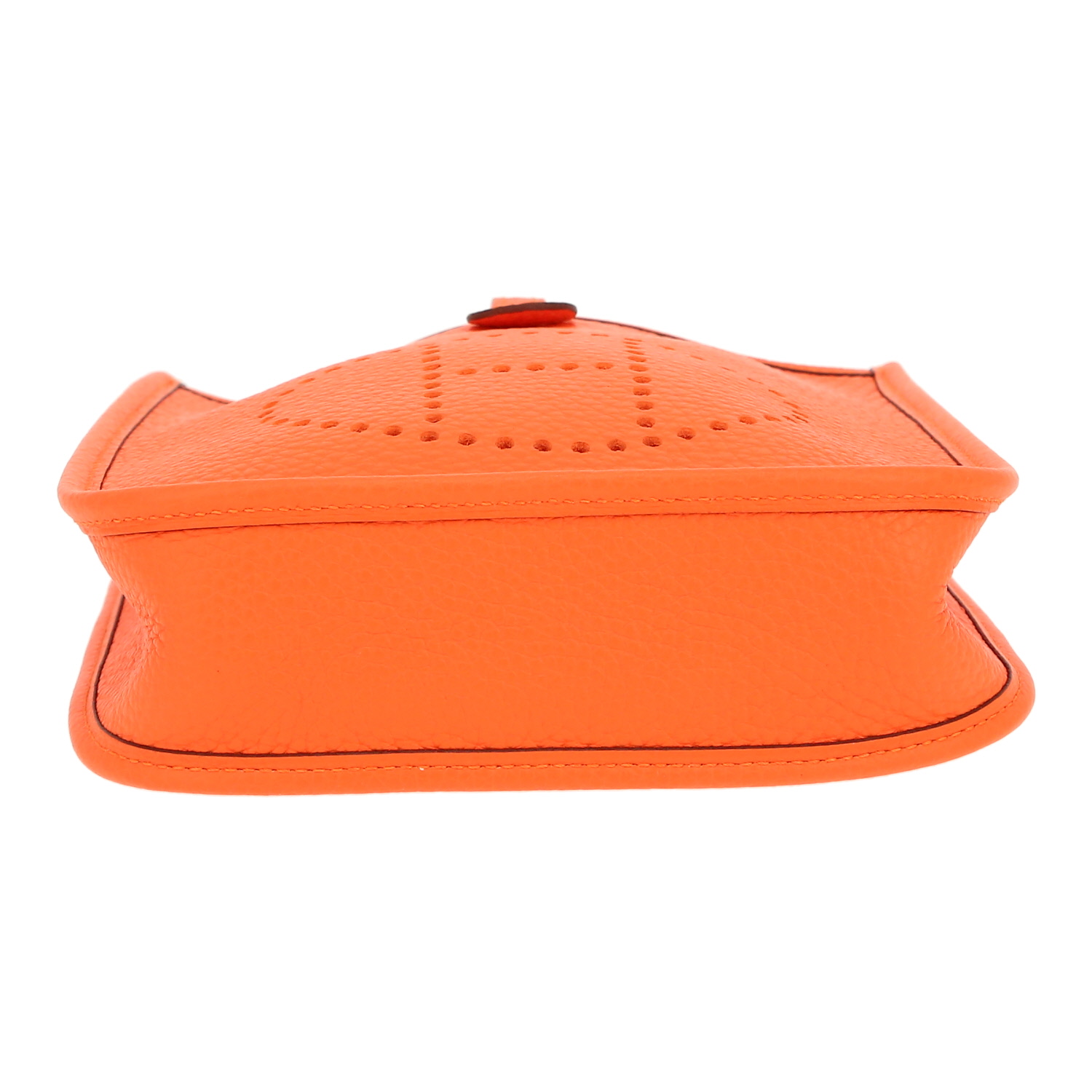 Borsa a tracolla Hermès  Mini Evelyne in pelle taurillon clemence arancione - Detail D1