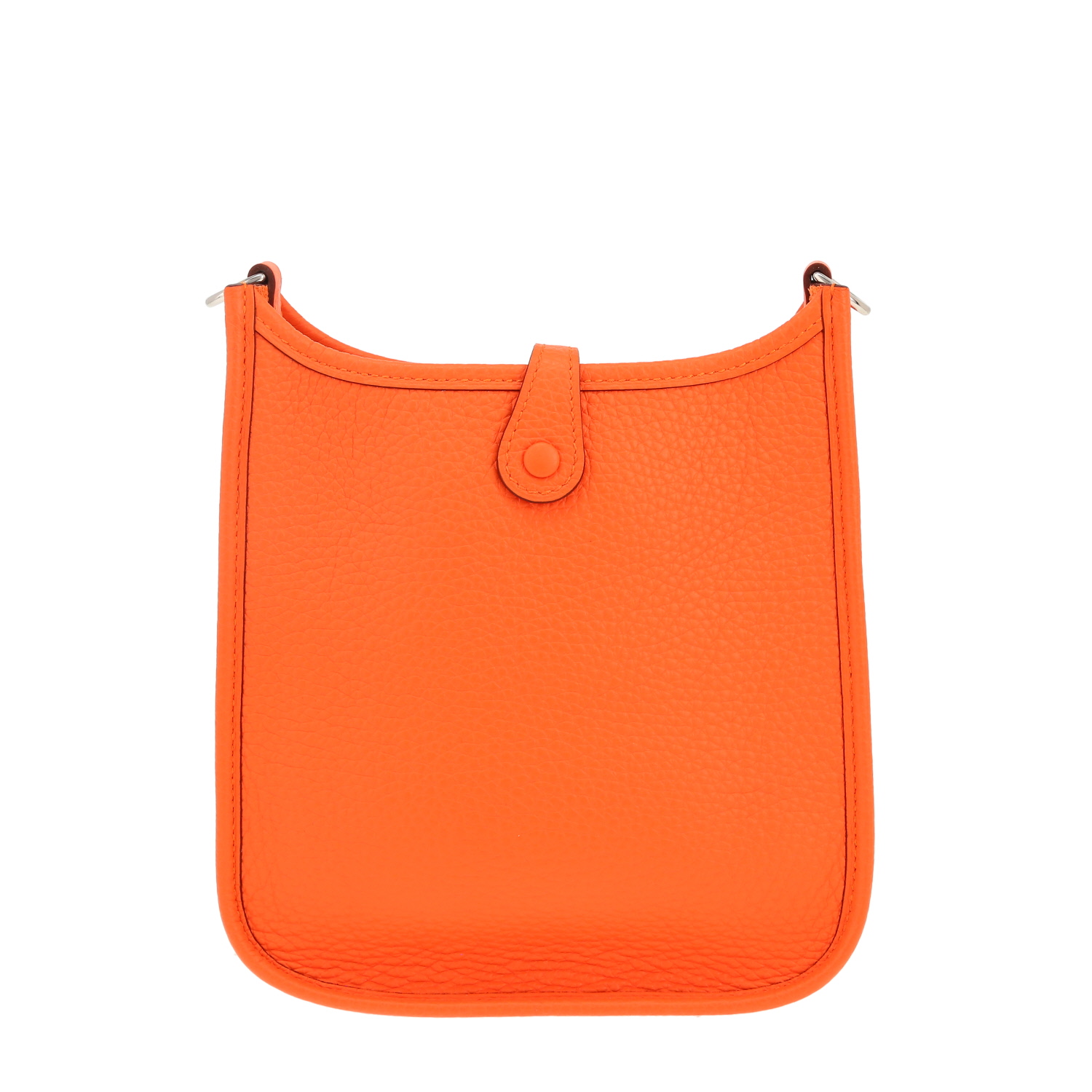 Hermès  Mini Evelyne shoulder bag  in orange leather taurillon clémence - Detail D4