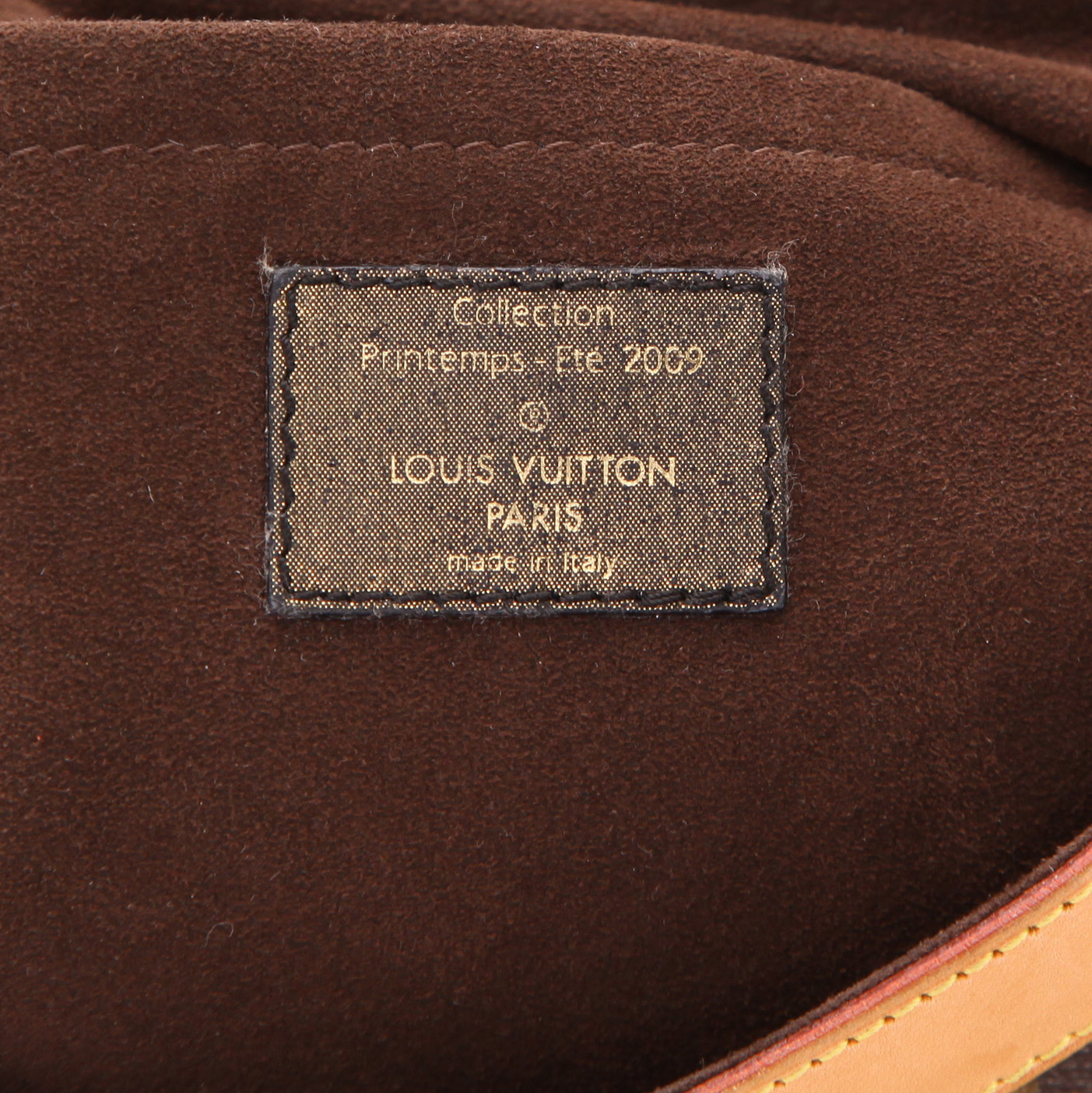 Borsa a tracolla Louis Vuitton Kalahari in tela Monogram rivestita marrone e pelle naturale - Detail D2