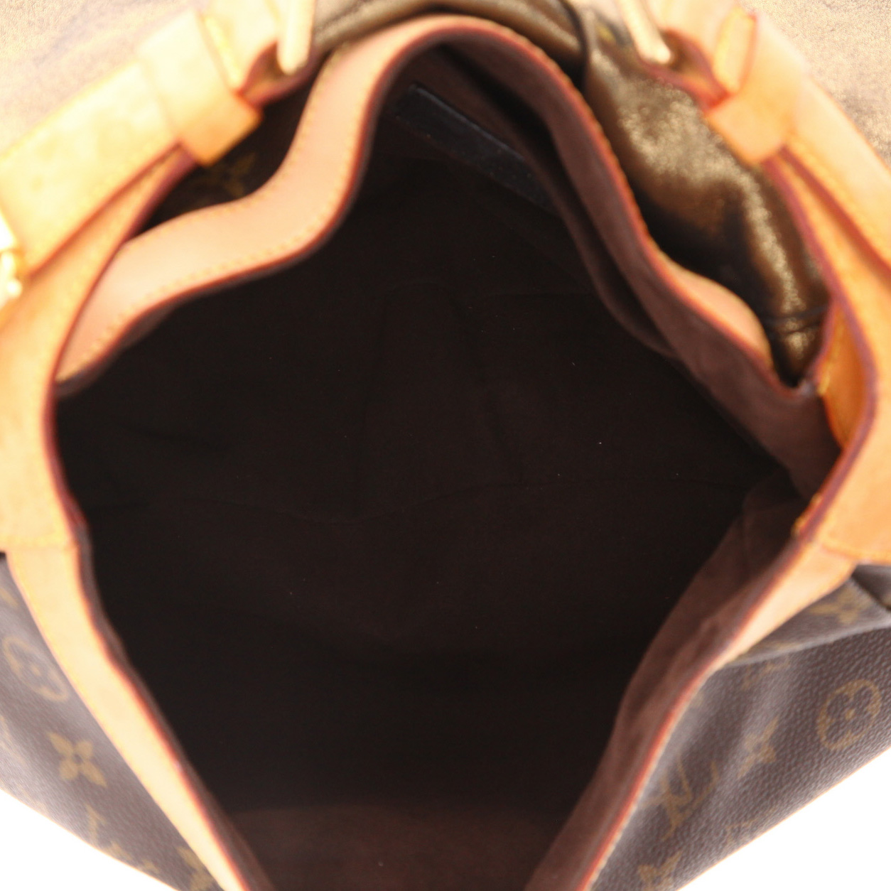 Borsa a tracolla Louis Vuitton Kalahari in tela Monogram rivestita marrone e pelle naturale - Detail D3