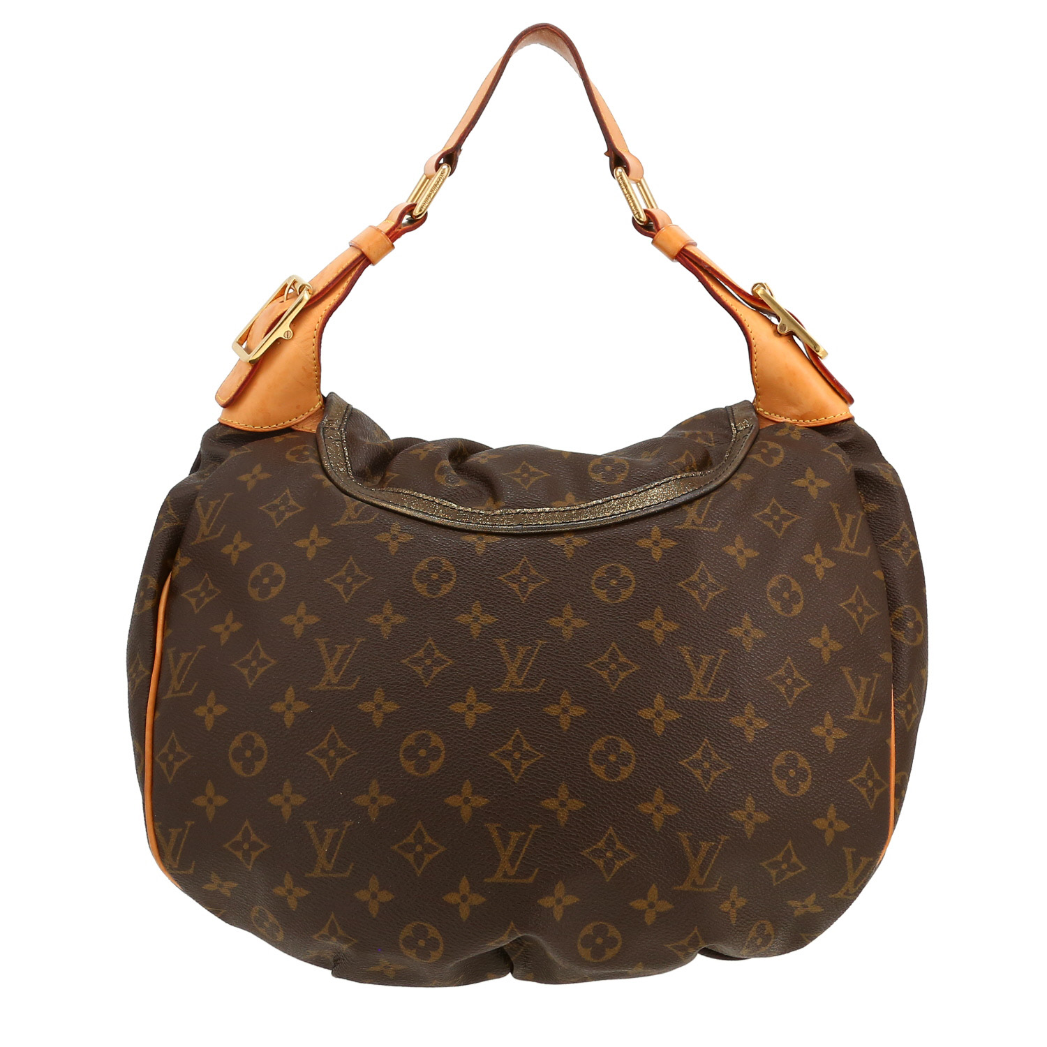 Sac porté épaule Louis Vuitton  Kalahari en toile monogram enduite marron et cuir naturel - Detail D4