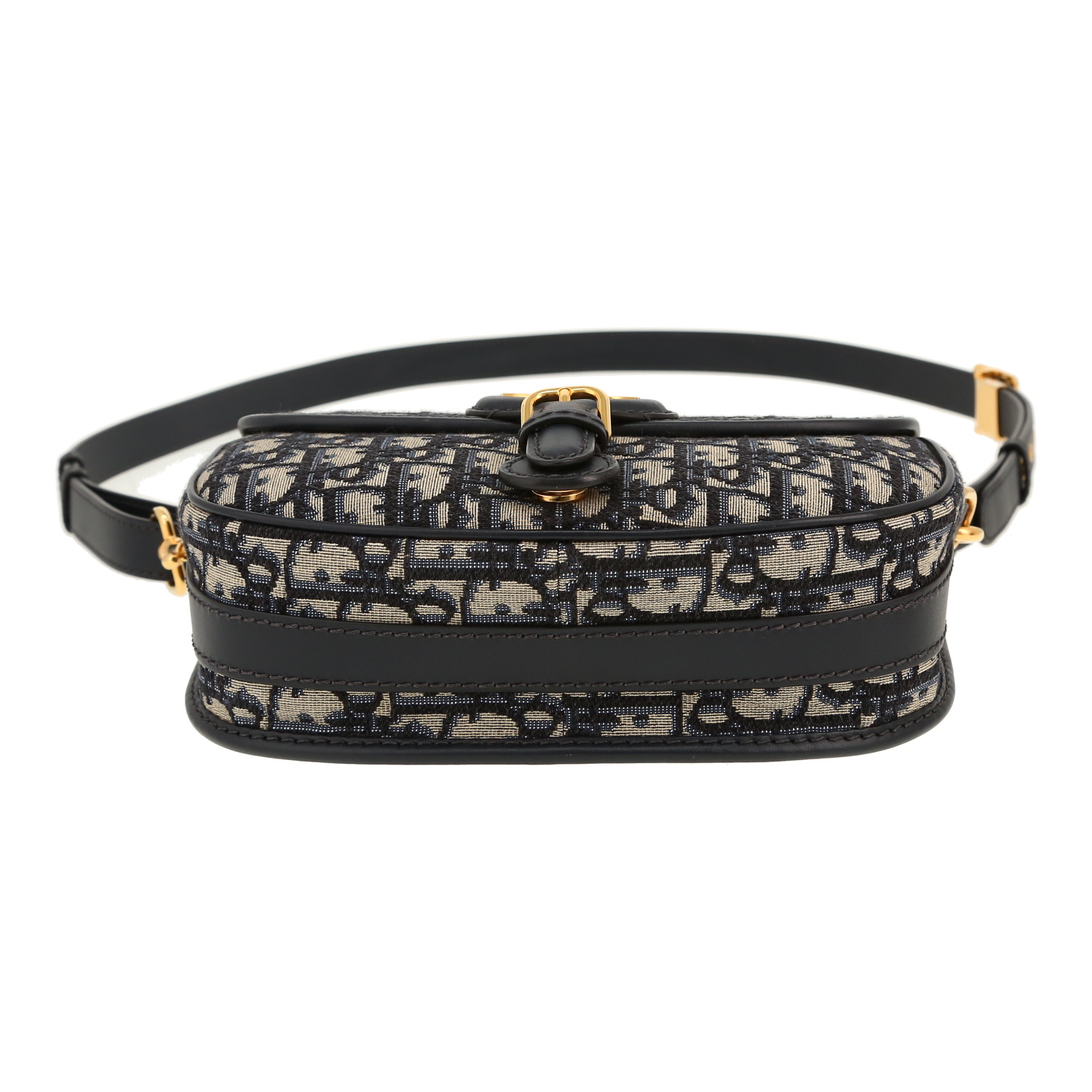 Dior  Bobby medium model  shoulder bag  in blue monogram canvas  and blue leather - Detail D1