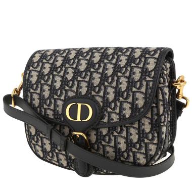 Bolso bandolera Dior  Bobby modelo mediano  en lona Monogram azul y cuero azul