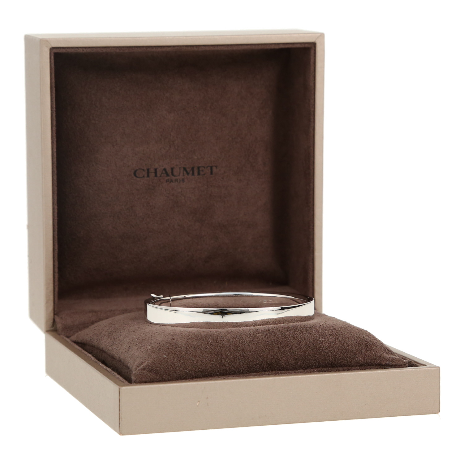 Bracelet jonc ouvrant Chaumet Lien en or blanc et diamants - Detail D2