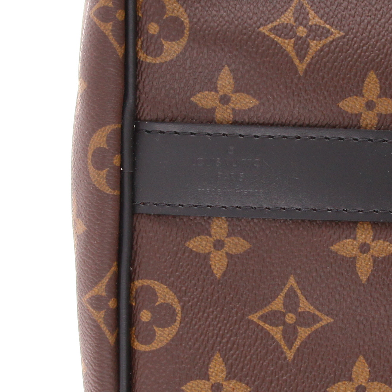 Bolsa de viaje Louis Vuitton  Keepall 55 en lona Monogram Macassar marrón y cuero negro - Detail D2