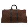 Sac de voyage Louis Vuitton  Keepall 55 en toile monogram Macassar marron et cuir noir - Detail D4 thumbnail