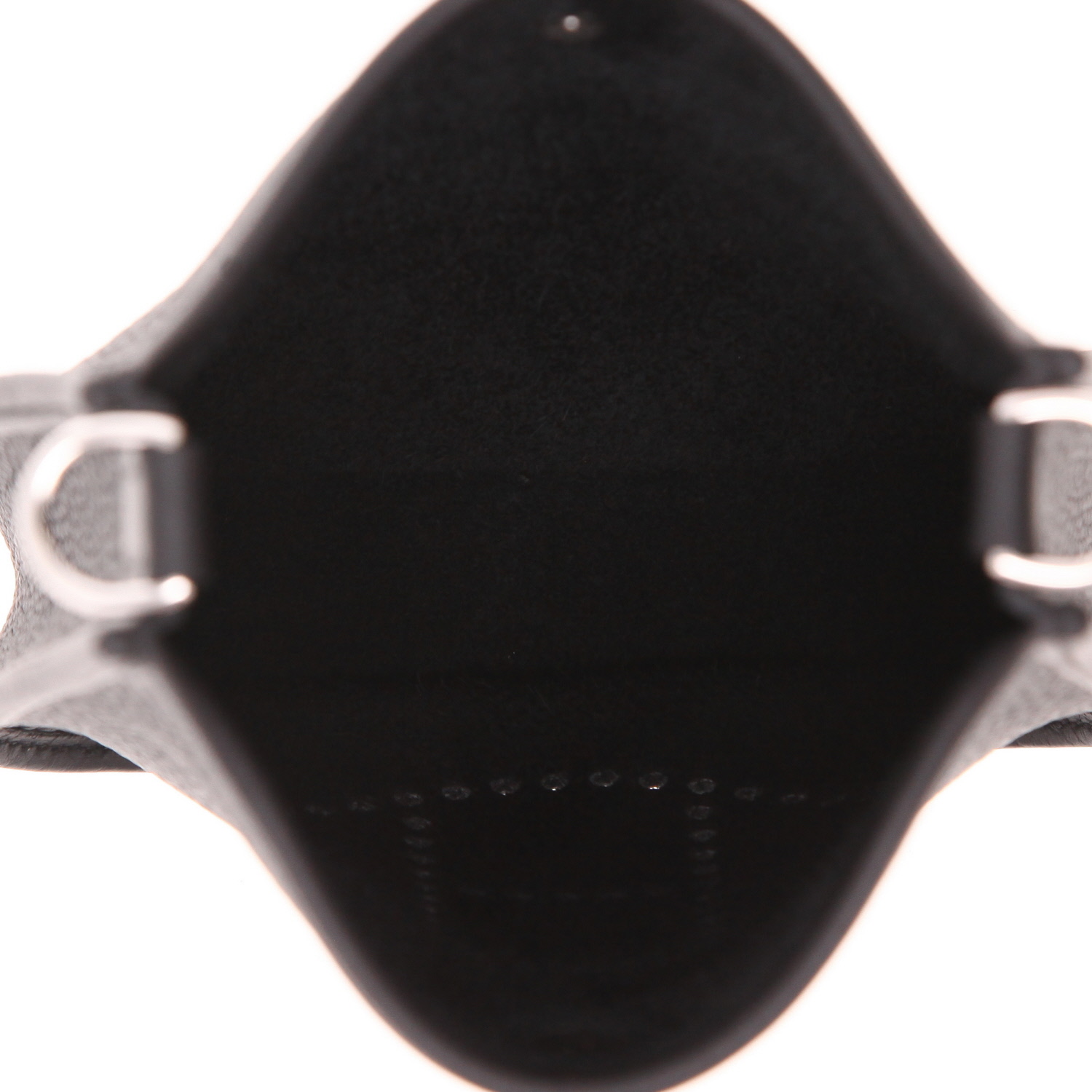 Bolso bandolera Hermès  Mini Evelyne mini  en cuero togo negro - Detail D3