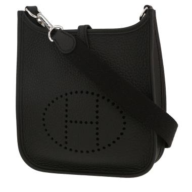 Bolso bandolera Hermès  Mini Evelyne mini  en cuero togo negro
