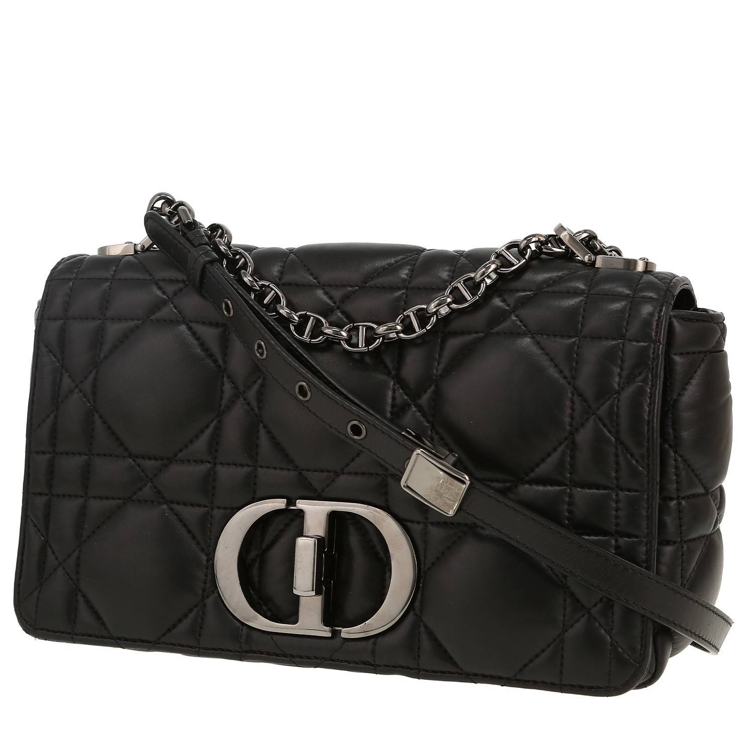 Bolso bandolera Dior  Caro modelo mediano  en cuero cannage negro