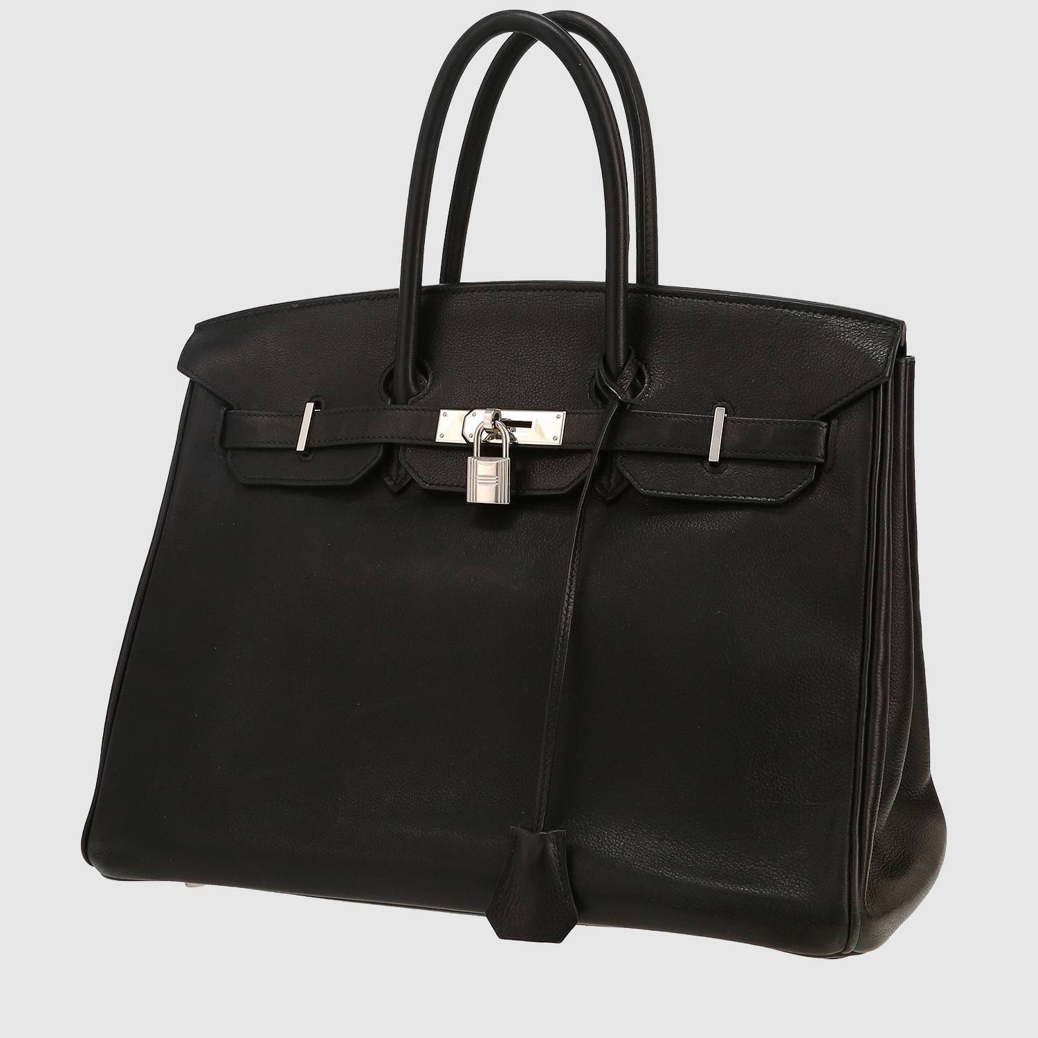 Borsa Hermès  Birkin 35 cm in pelle Evergrain nera