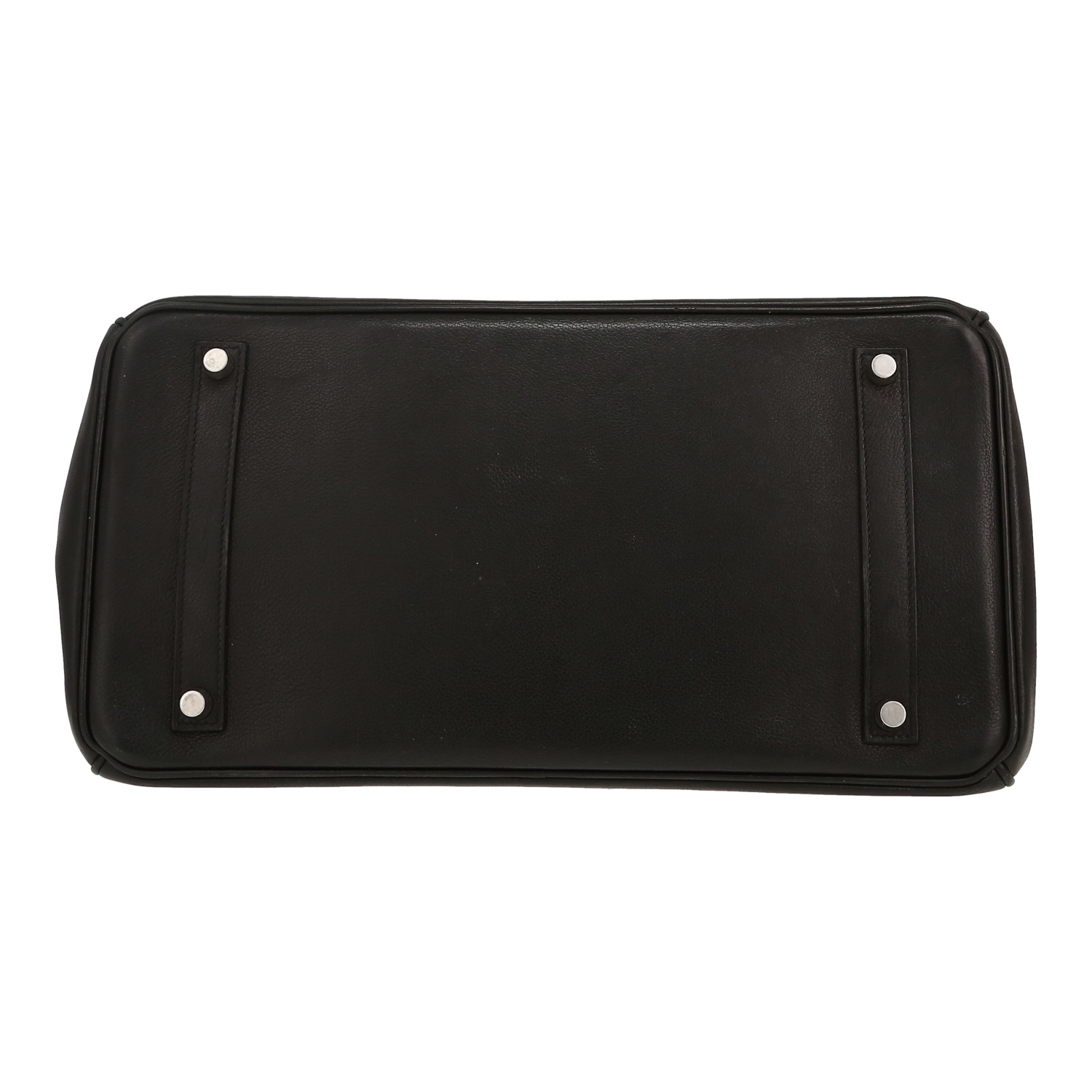 Bolso de mano Hermès  Birkin 35 cm en cuero Evergrain negro - Detail D1