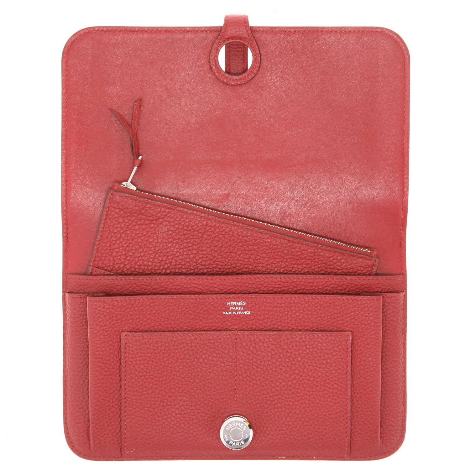 Portefeuille Hermès  Dogon en cuir togo rouge Rubis - Detail D3