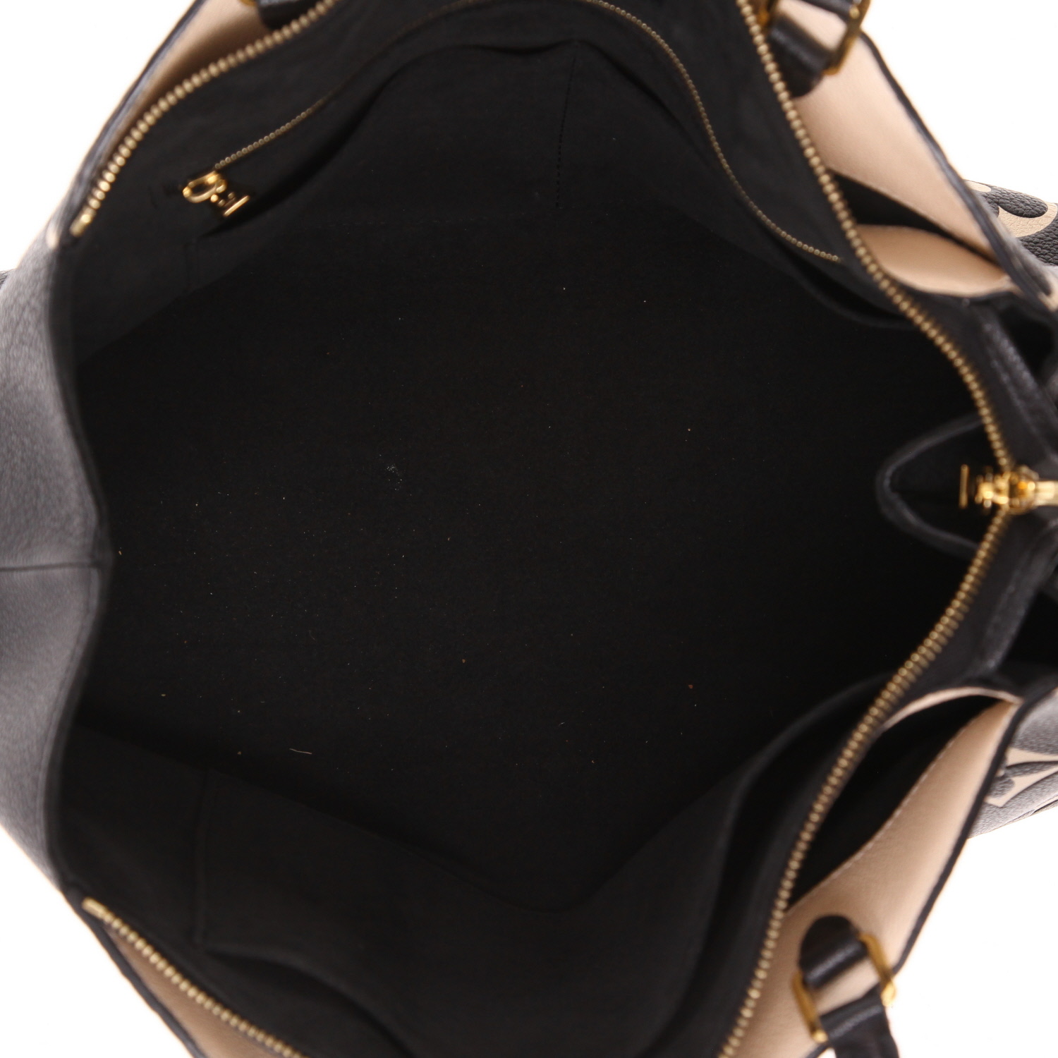 Louis Vuitton Grand Palais handbag in black and beige monogram leather - Detail D3