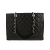 Chanel  Shopping GST handbag  in black quilted grained leather - Detail D5 thumbnail
