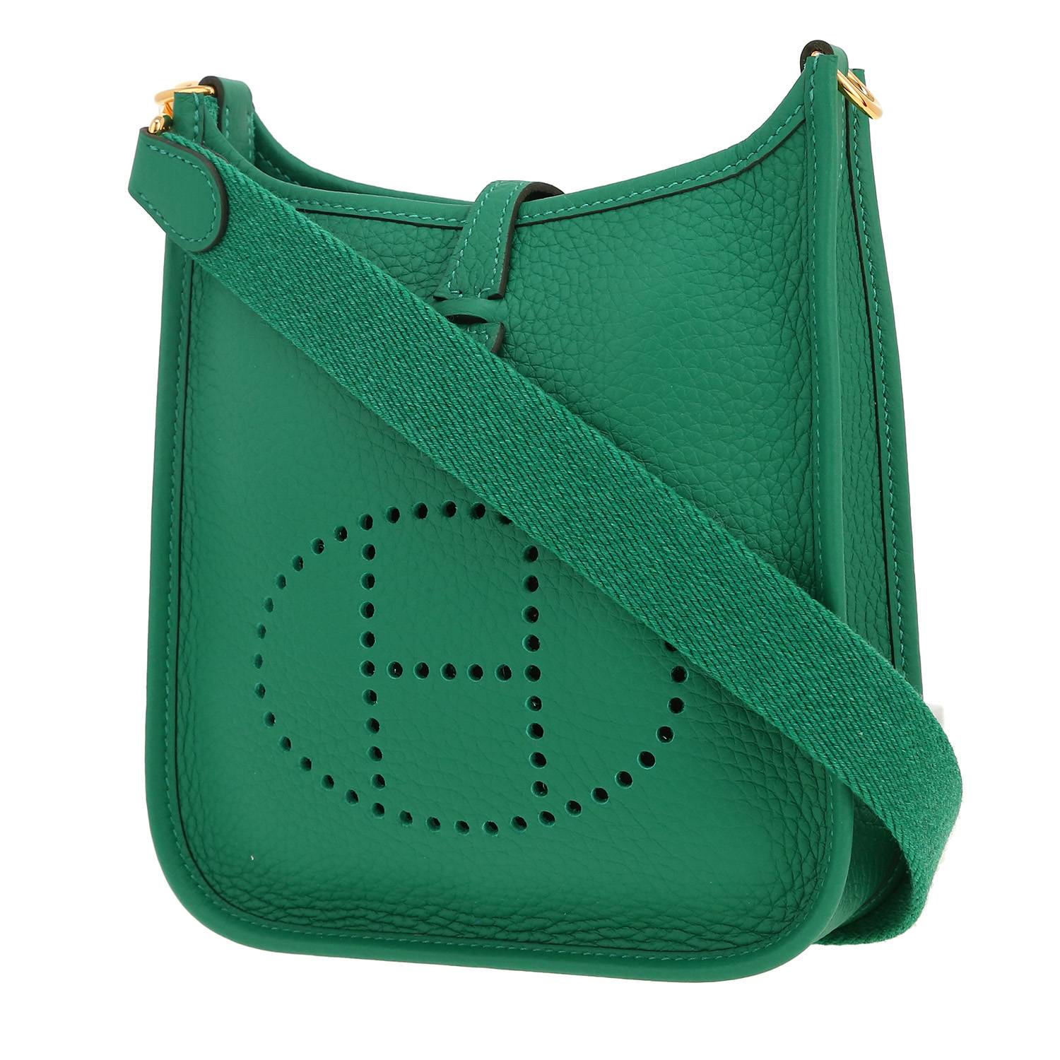 Borsa a tracolla Hermès  Mini Evelyne in pelle taurillon clemence Vert Vertigo