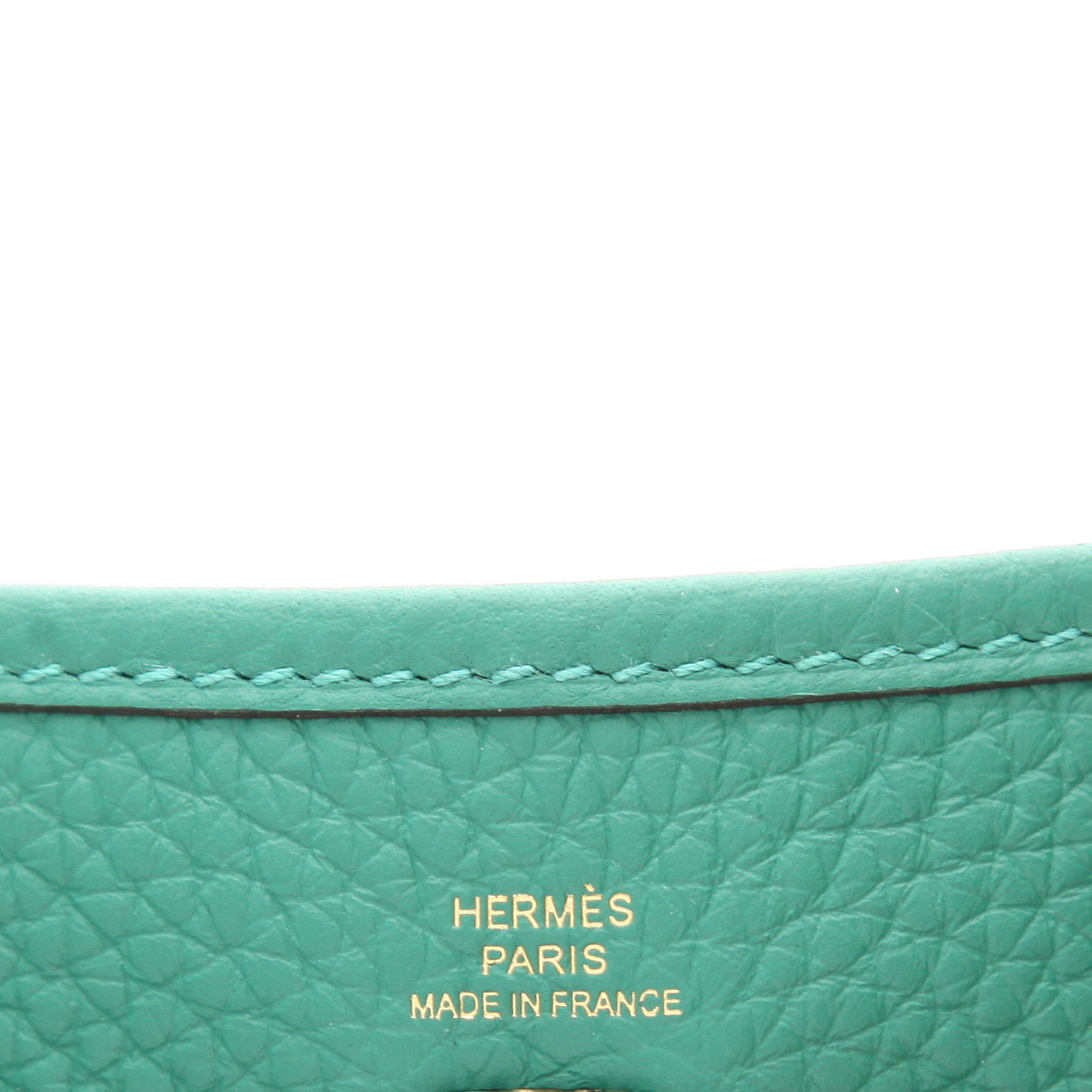Sac bandoulière Hermès  Mini Evelyne en cuir taurillon clémence Vert Vertigo - Detail D2